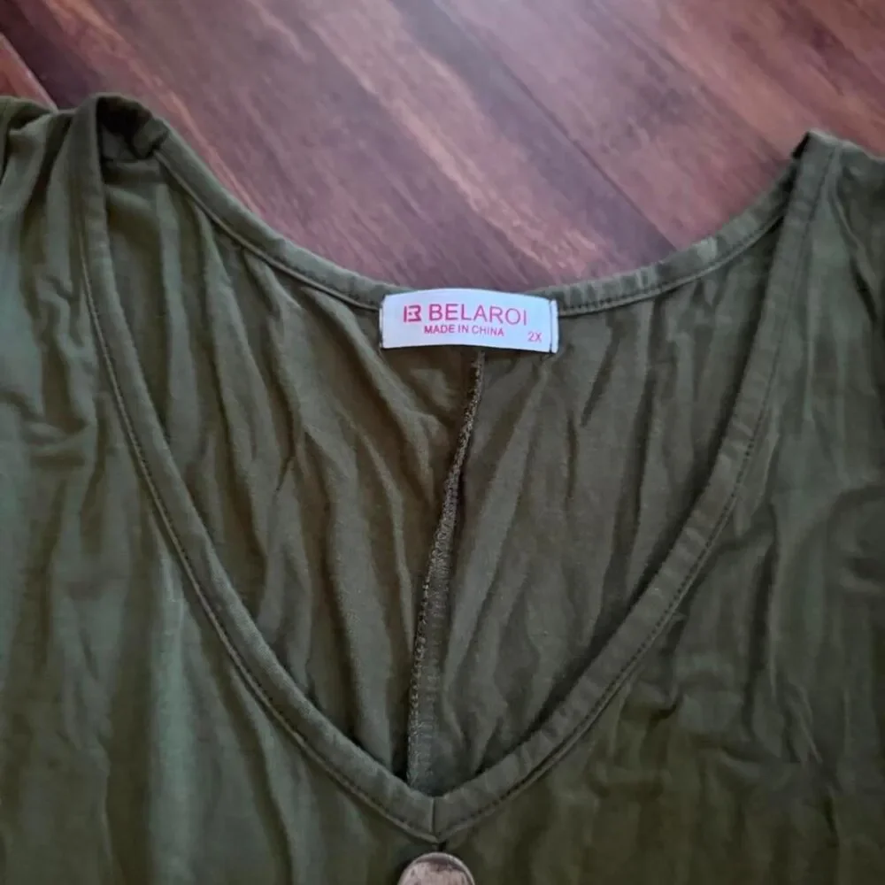 Boutique Boho Sleeveless V Tank Cotton Button Shift Mini Dress Olive Army Green